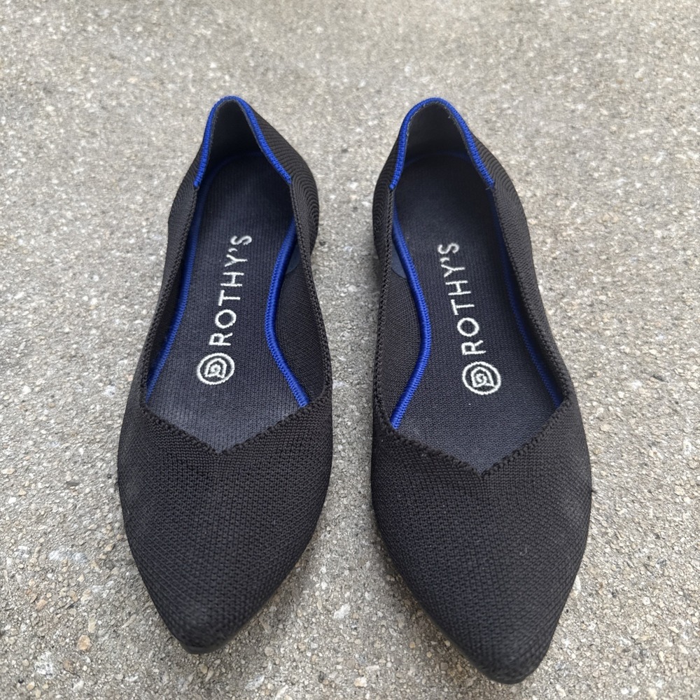 Rothy's The Point Women's Size 6.5 Black Knit Flat Ballet Shoes